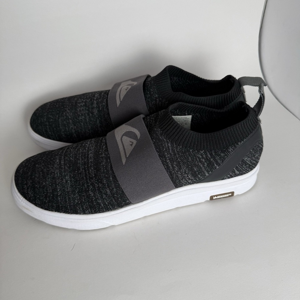 Quiksilver Amphibian Slip On Shoes Mens 12 Gray Knit Surf Strap Lightweight